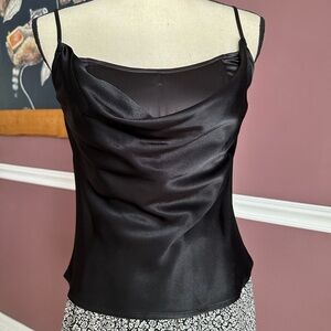 ASTR the Label Layered Cowl Neck Corset Satin Camisole Black and Ivory Sz Small